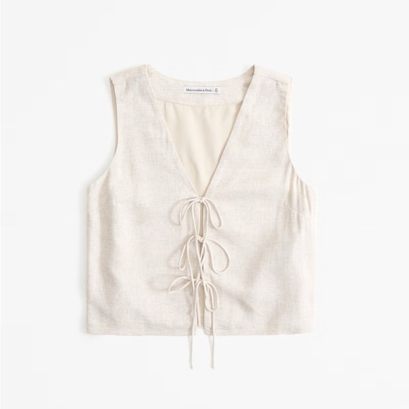COPY - Abercrombie linen-blend tie-front vest top XS NWOT - Picture 2 of 3